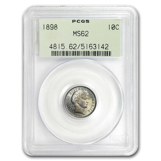 1898 Barber Dime MS-62 PCGS (OGH) 1898 Barber Dime MS-62 PCGS (OGH)